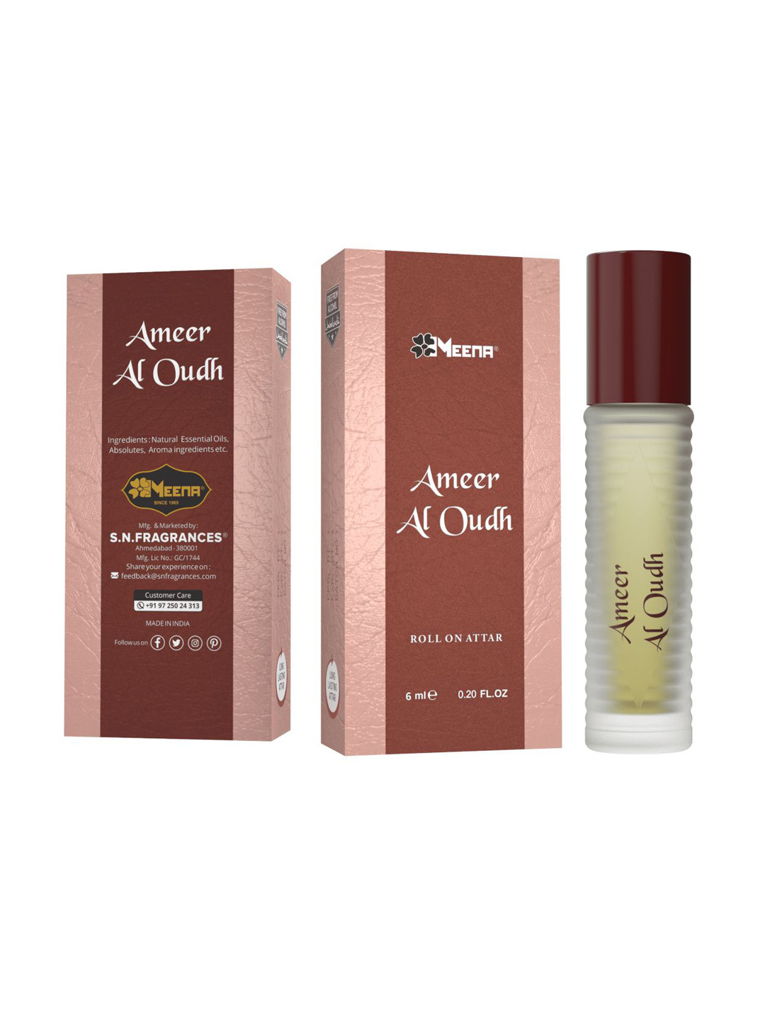 MEENA Ameer Al Oudh Long Lasting Roll On Attar - 6 ml