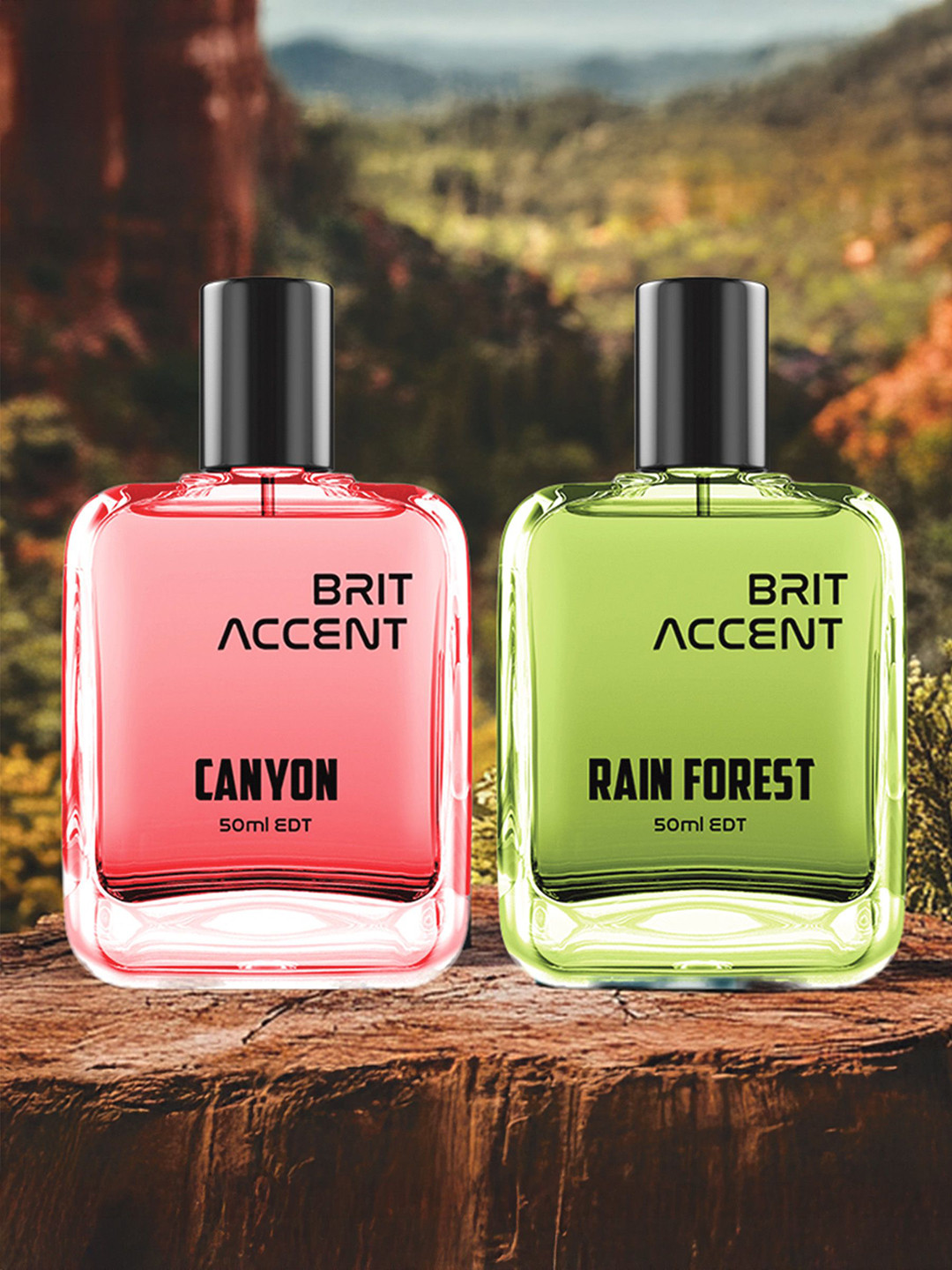 BRIT ACCENT Set Of 2 Rain Forest & Canyon Long-Lasting Eau De Toilette - 50 ml Each
