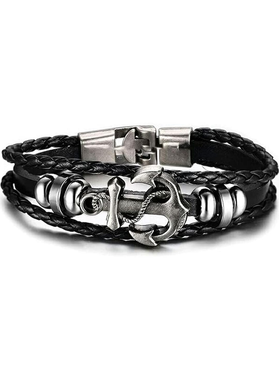Leather Base Metal Bracelet for Unisex Adults  Fashionable and Durable