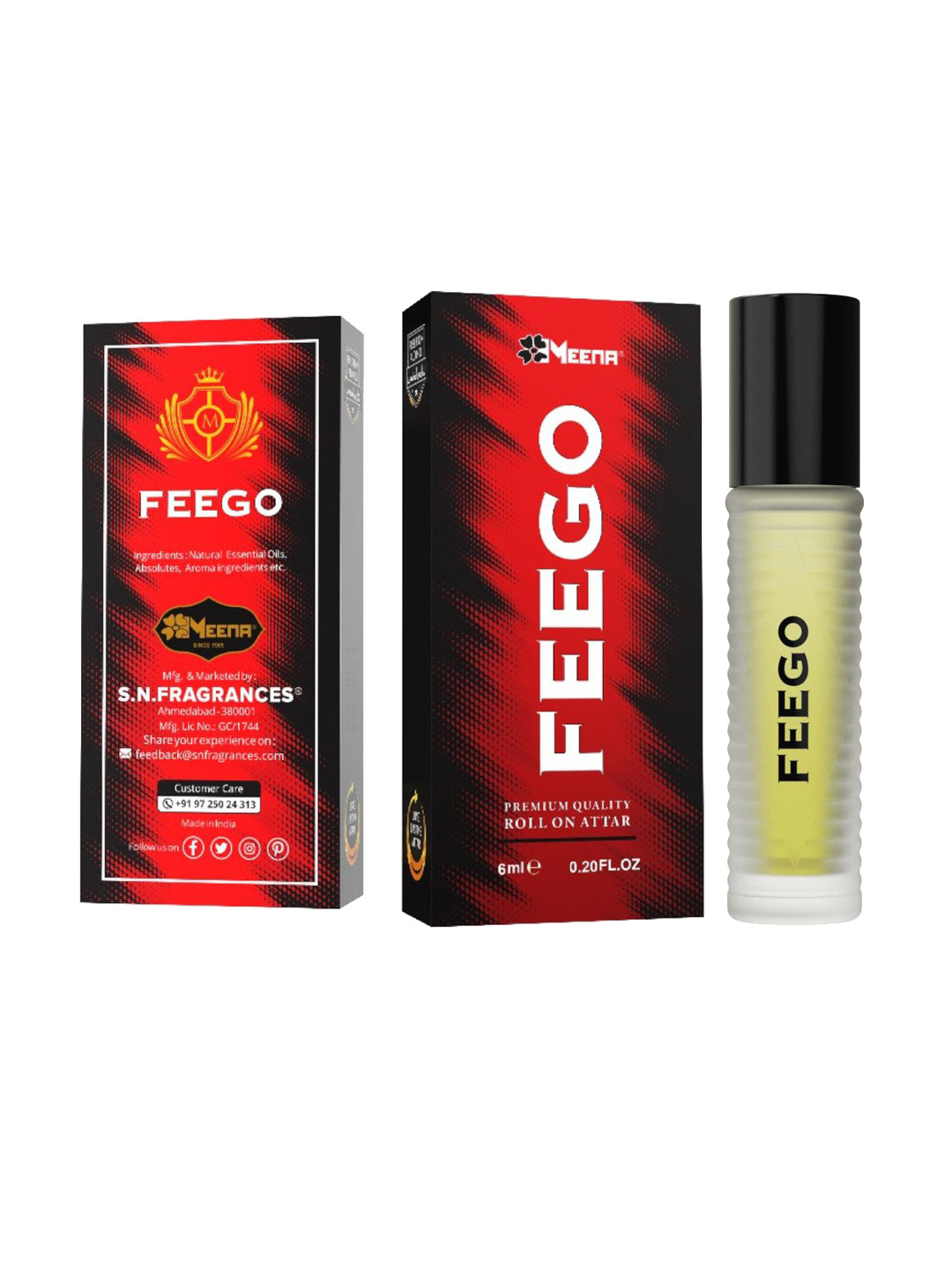 MEENA Feego Long Lasting Roll On Attar - 6 ml