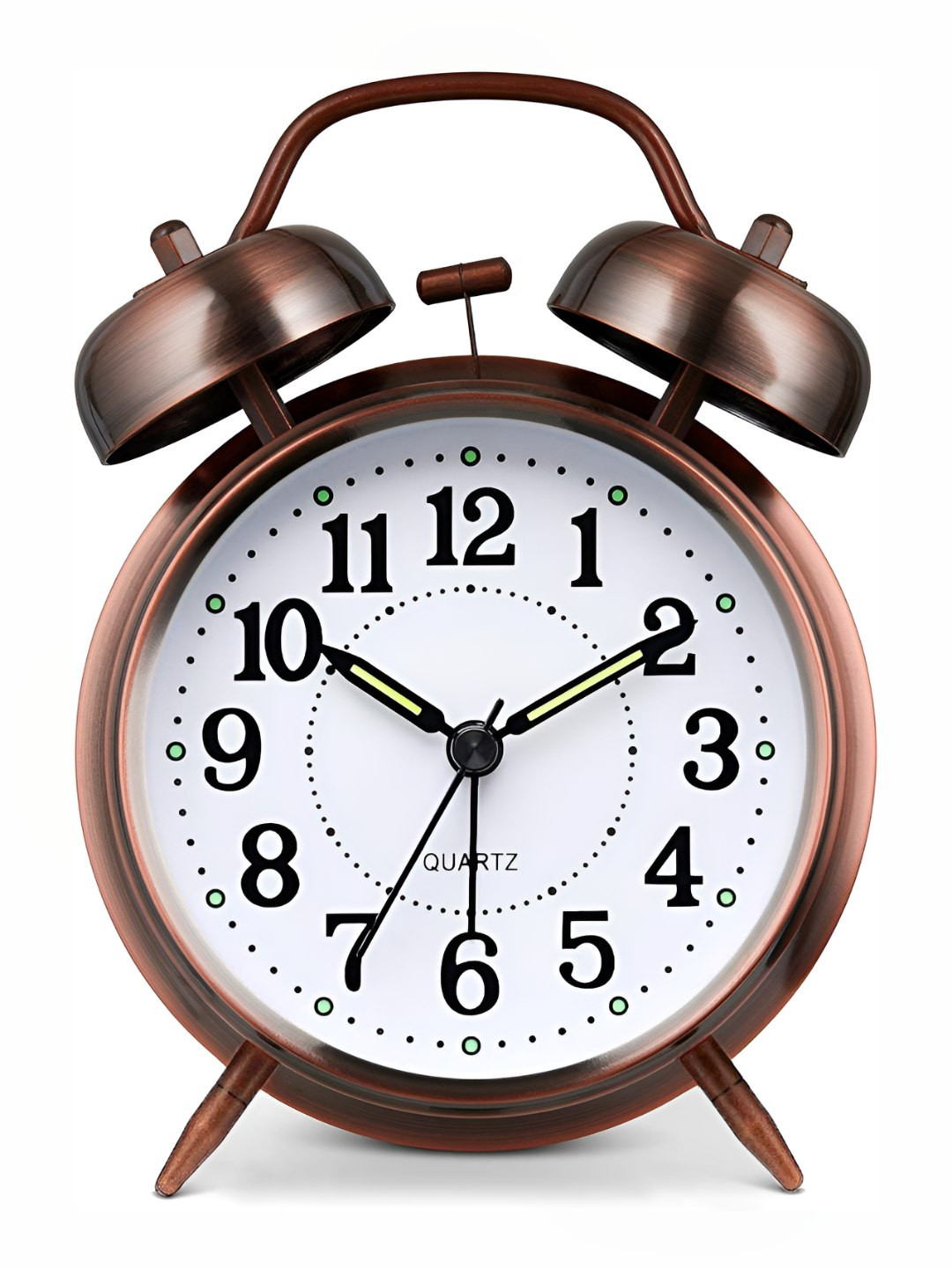 Kadio Copper-Toned & White Round Shaped Analogue Contemporary Alarm Clock