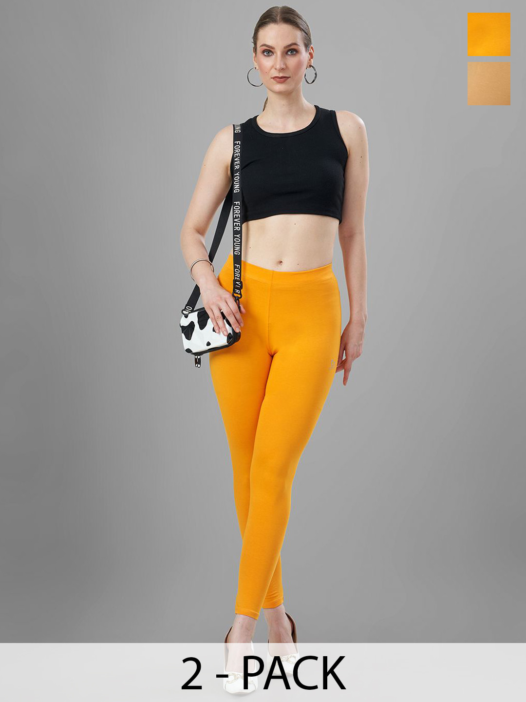 T19 Pack Of 2 4-Way Stretchable Ankle-LengthLeggings