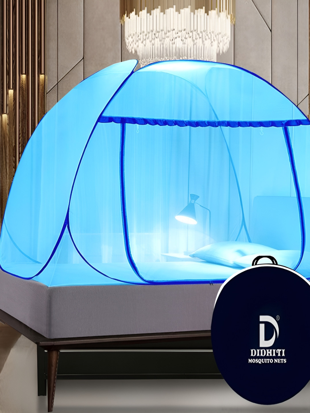 didhiti Blue & Navy Blue Super Queen Size Tent Mosquito Net