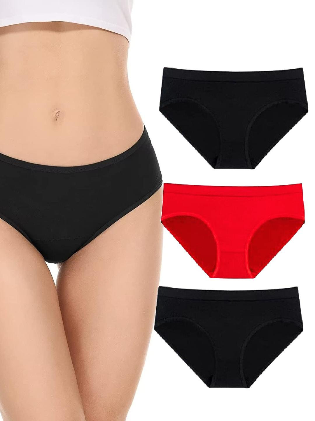 EMBATA Women Hipster Black, Red Panty