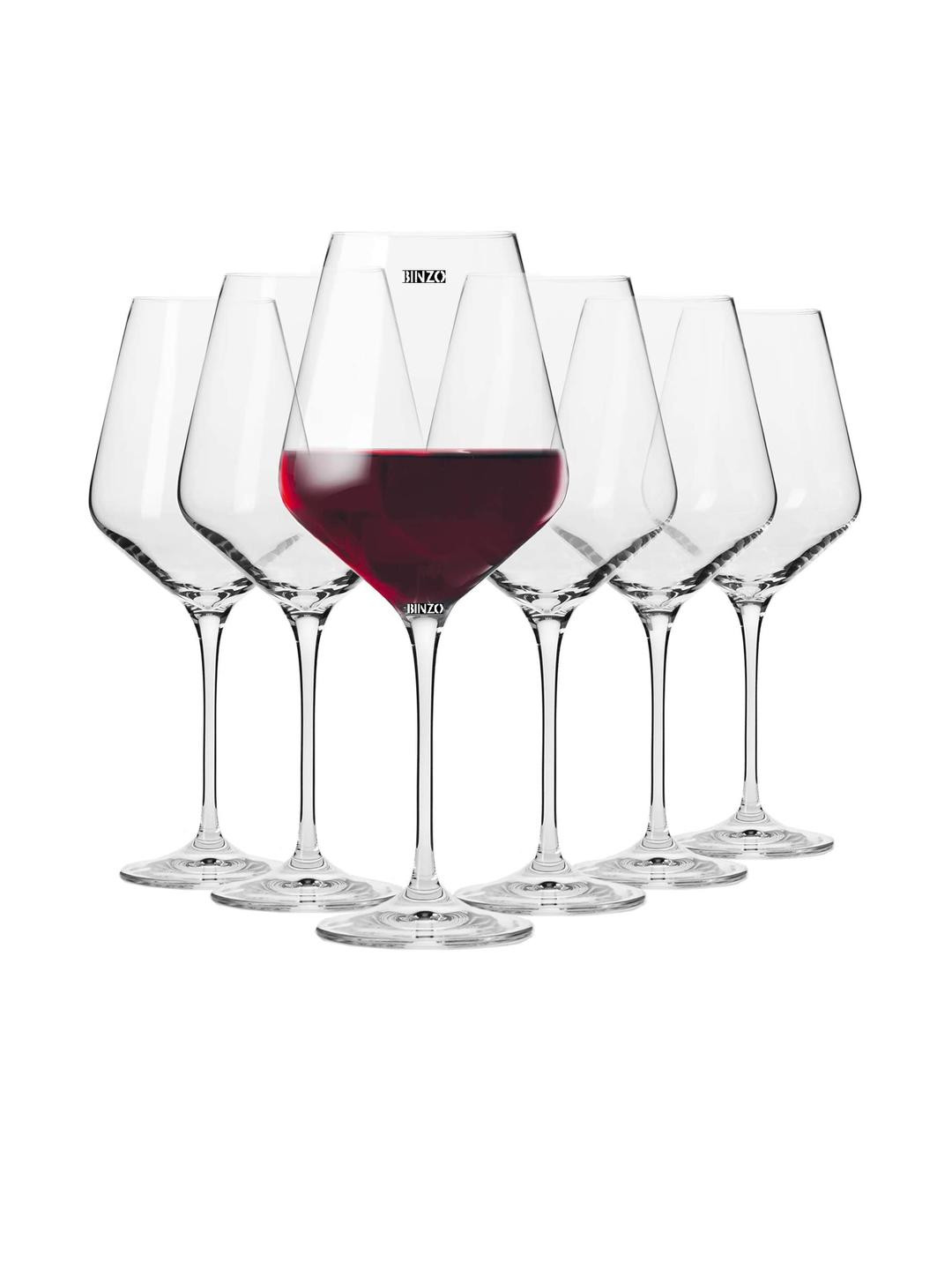 BINZO Set of 6 Glass Wine Glasses