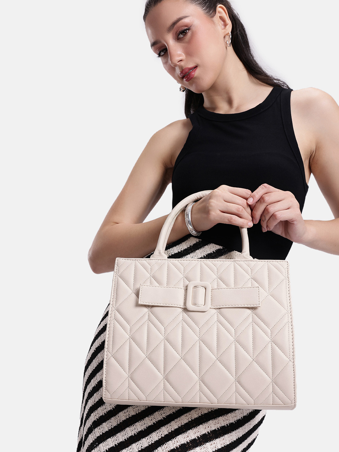 DressBerry Quilted Medium Structured Handheld Bag