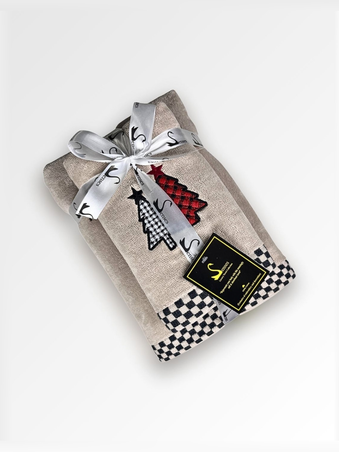 SENSES Beige & Red 4 Pieces Its the Season Cotton 500 GSM Towel Set