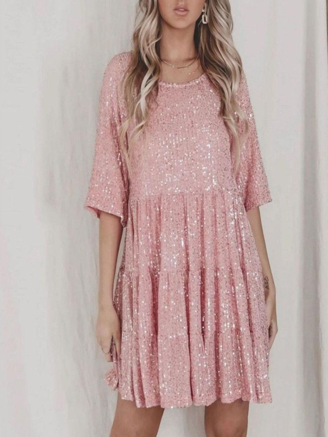 StyleCast Pink Sequined Mini Party Dress