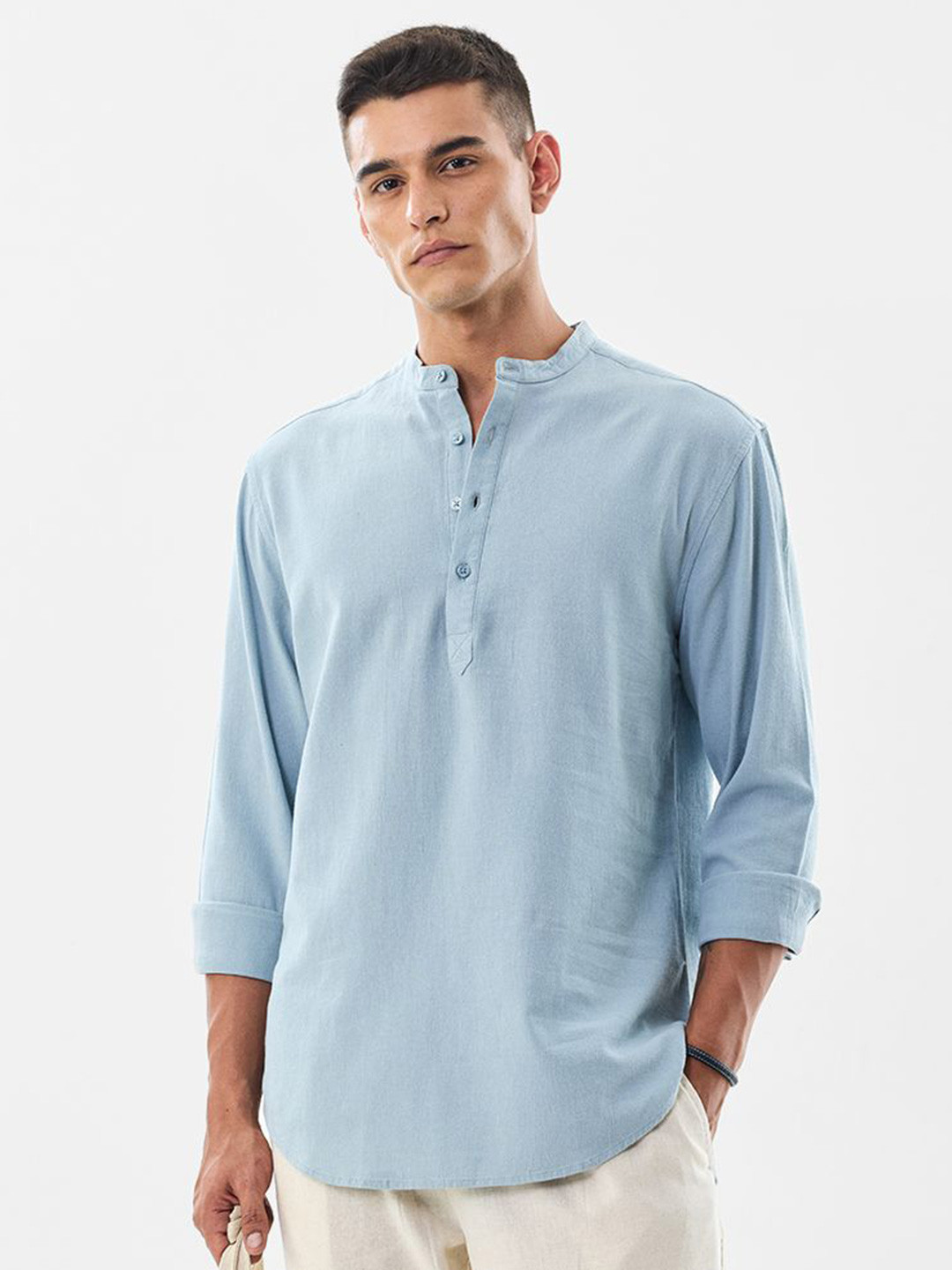 Snitch Band Collar Pure Cotton Straight Kurta