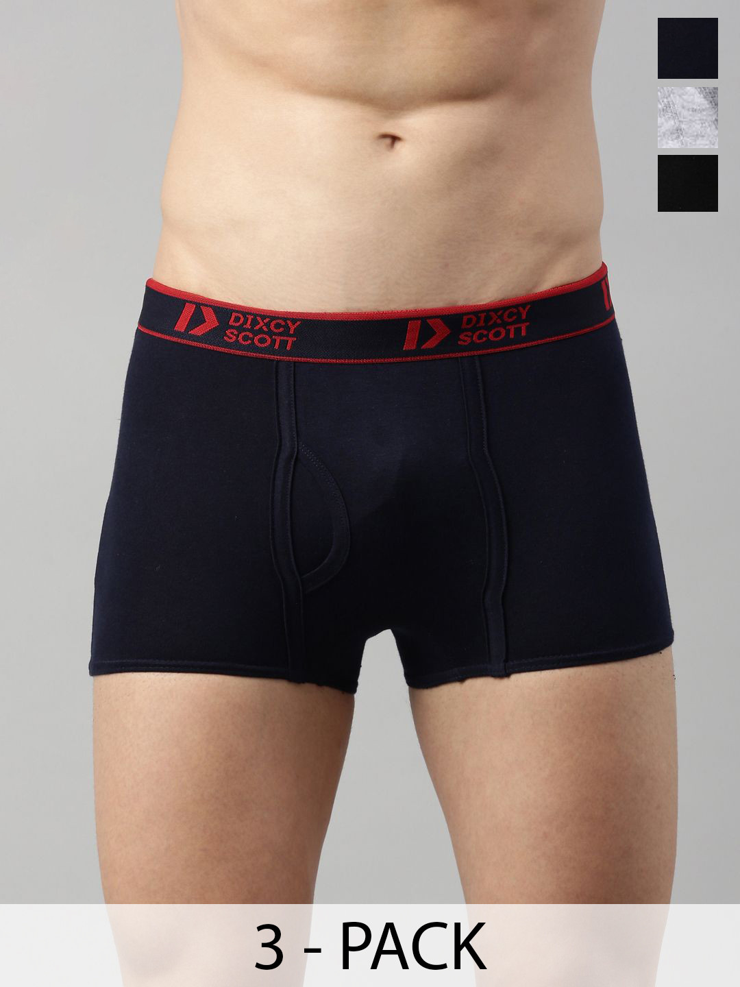 Dixcy Scott Originals 3-Pcs Pure Cotton Mid-Rise Trunks DSO SWISH-TRNK-P3, BLGMNV