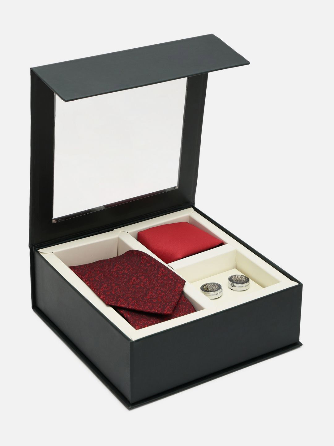Peter England Men Embroidered Tie with Pocket Square And Cufflink Accessory Gift Set