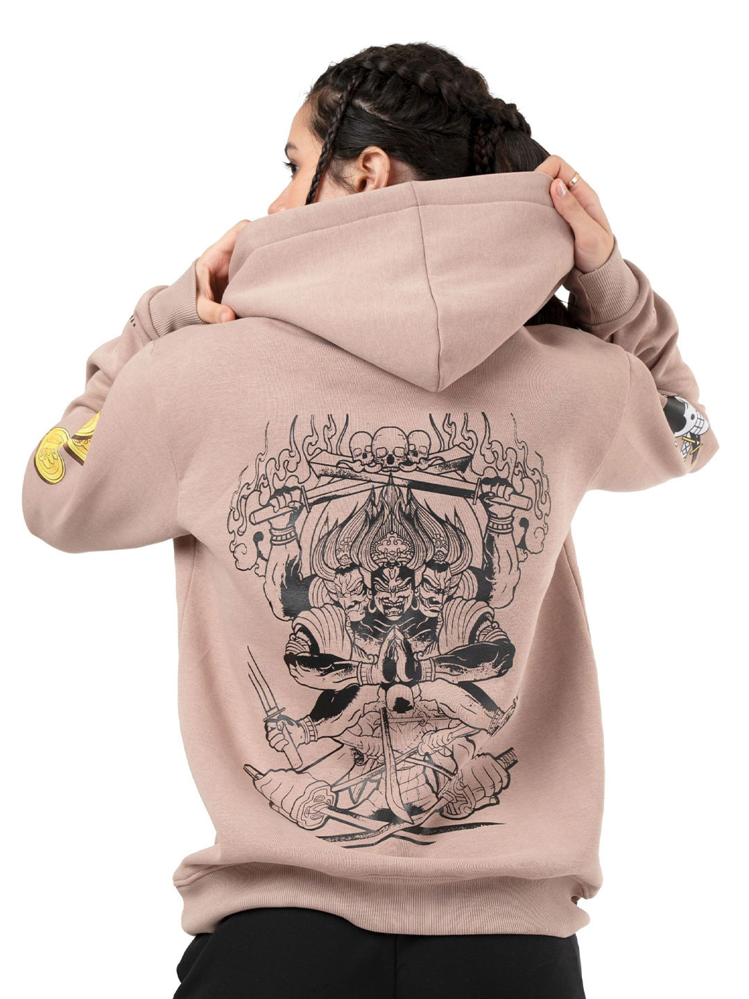 RHINO CULT Women Zoro Killer Embroidered Oversized Cotton Sweatshirt