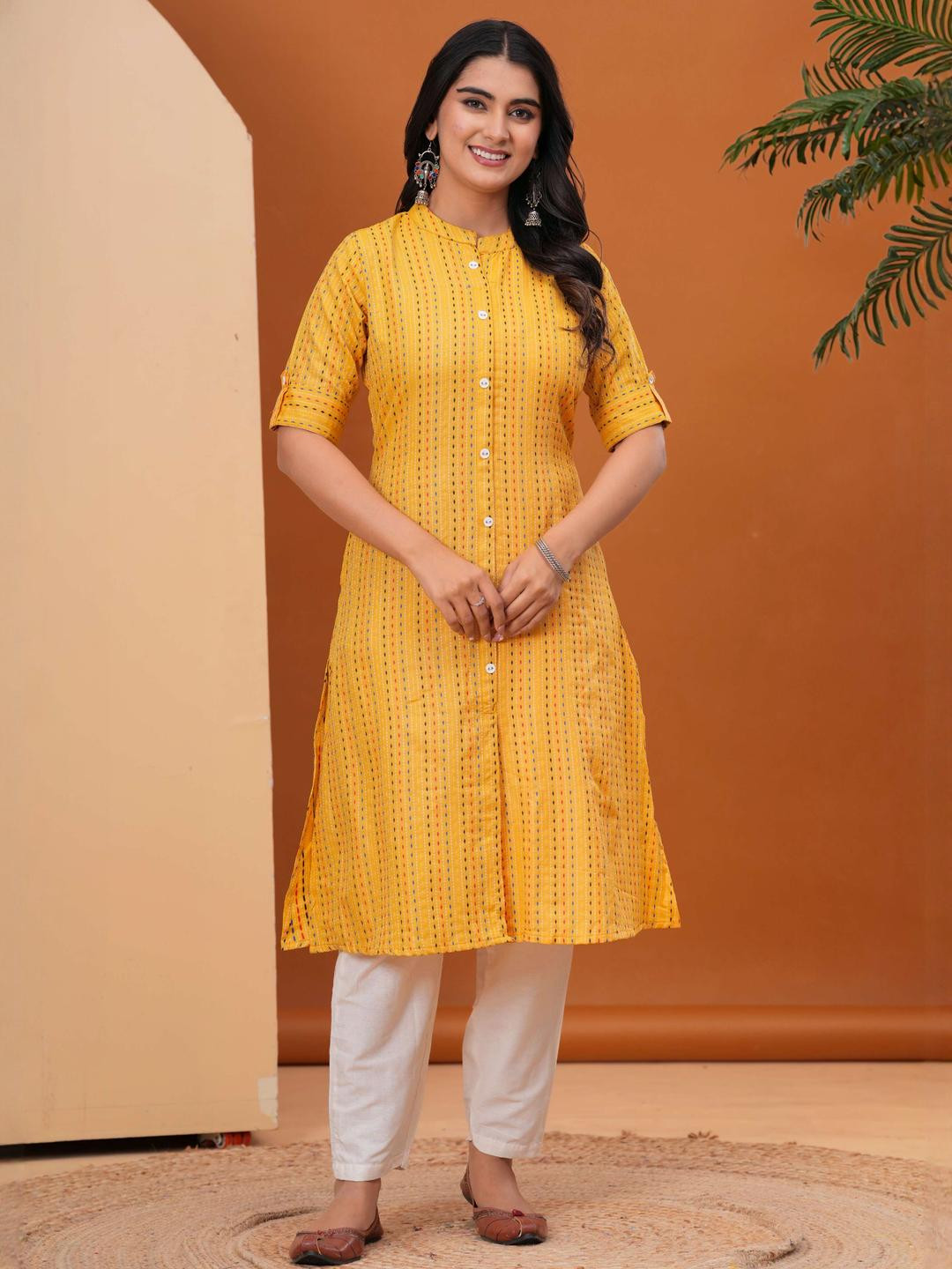 DIZON Women Yellow Kurtas