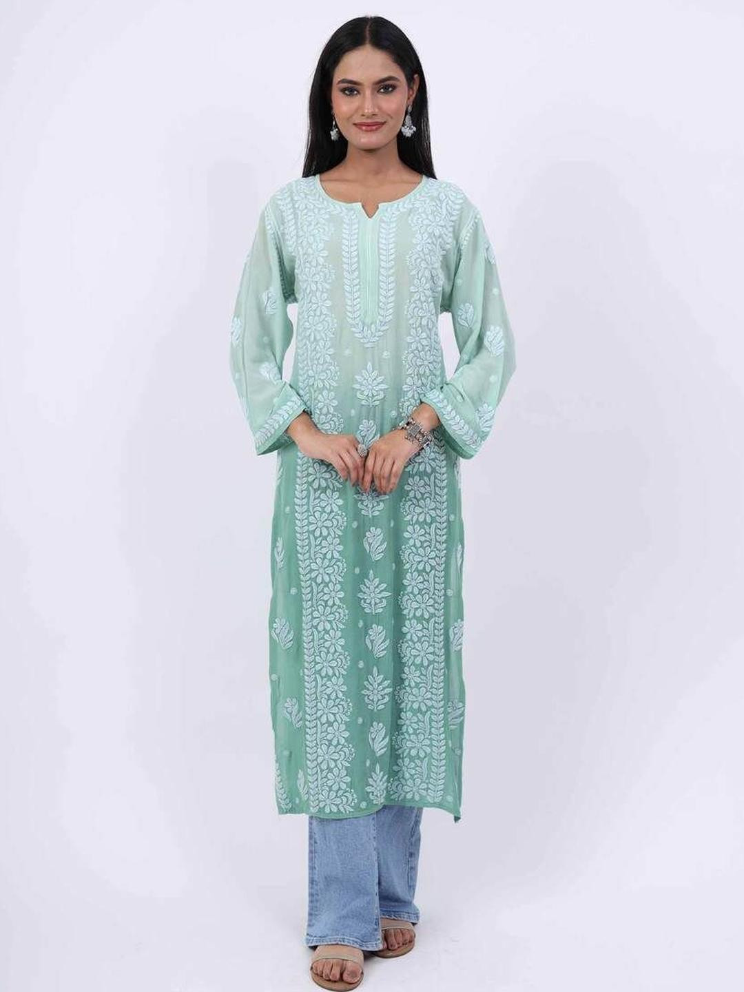 RIVAZ THREADS AND CO Women Ethnic Motifs Woven Design Daily Straight Kurta