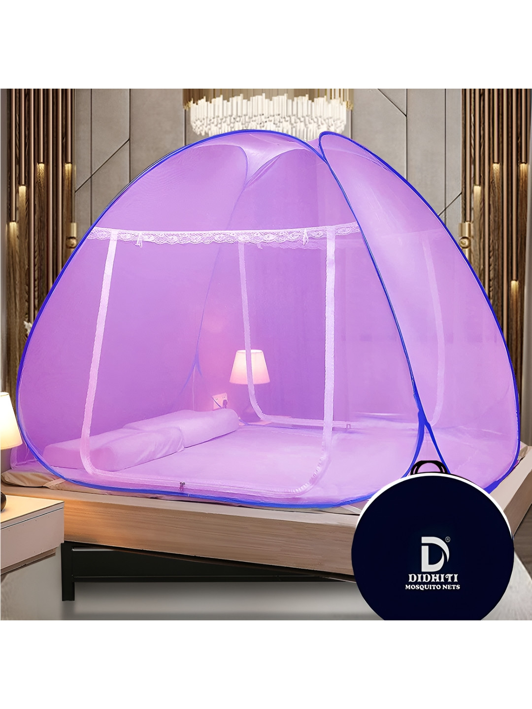 didhiti Purple & Navy Blue King Size Tent Mosquito Net