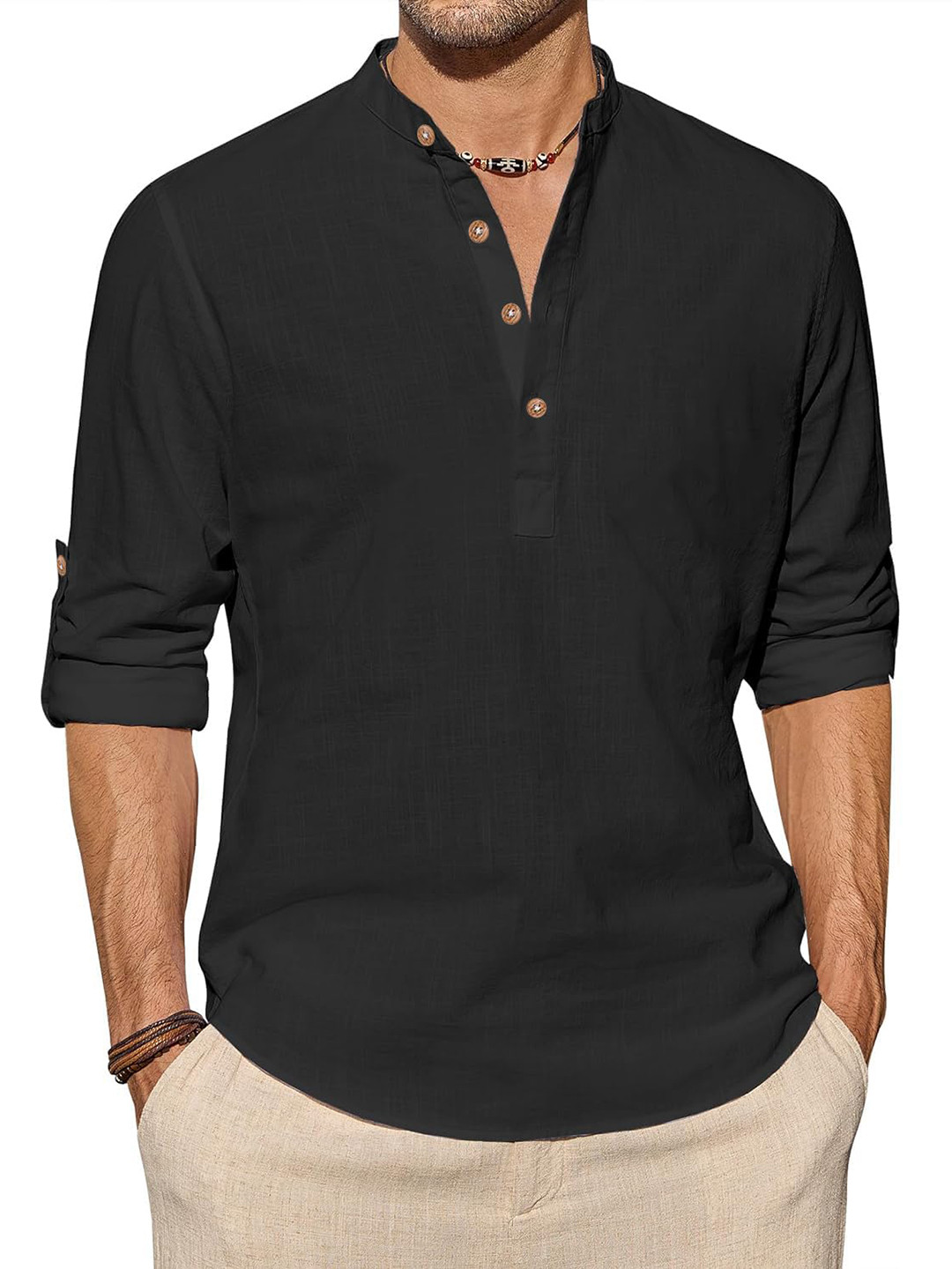Edin Men Black Cotton Kurtas