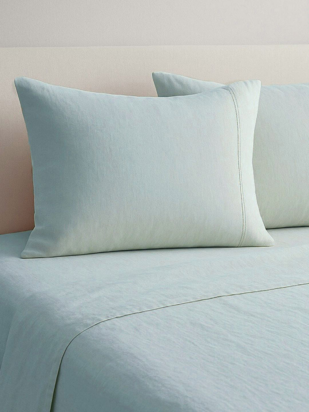 haus & kinder Pecale Blue Cotton 300 TC Double King Bedsheet Set-2.75 m x 2.75 m