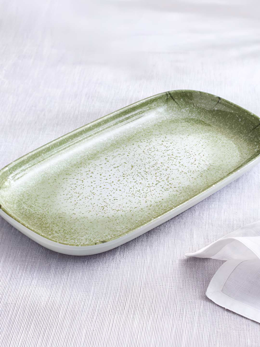 Home Centre Green Melamine Easy to Clean Serving Tray