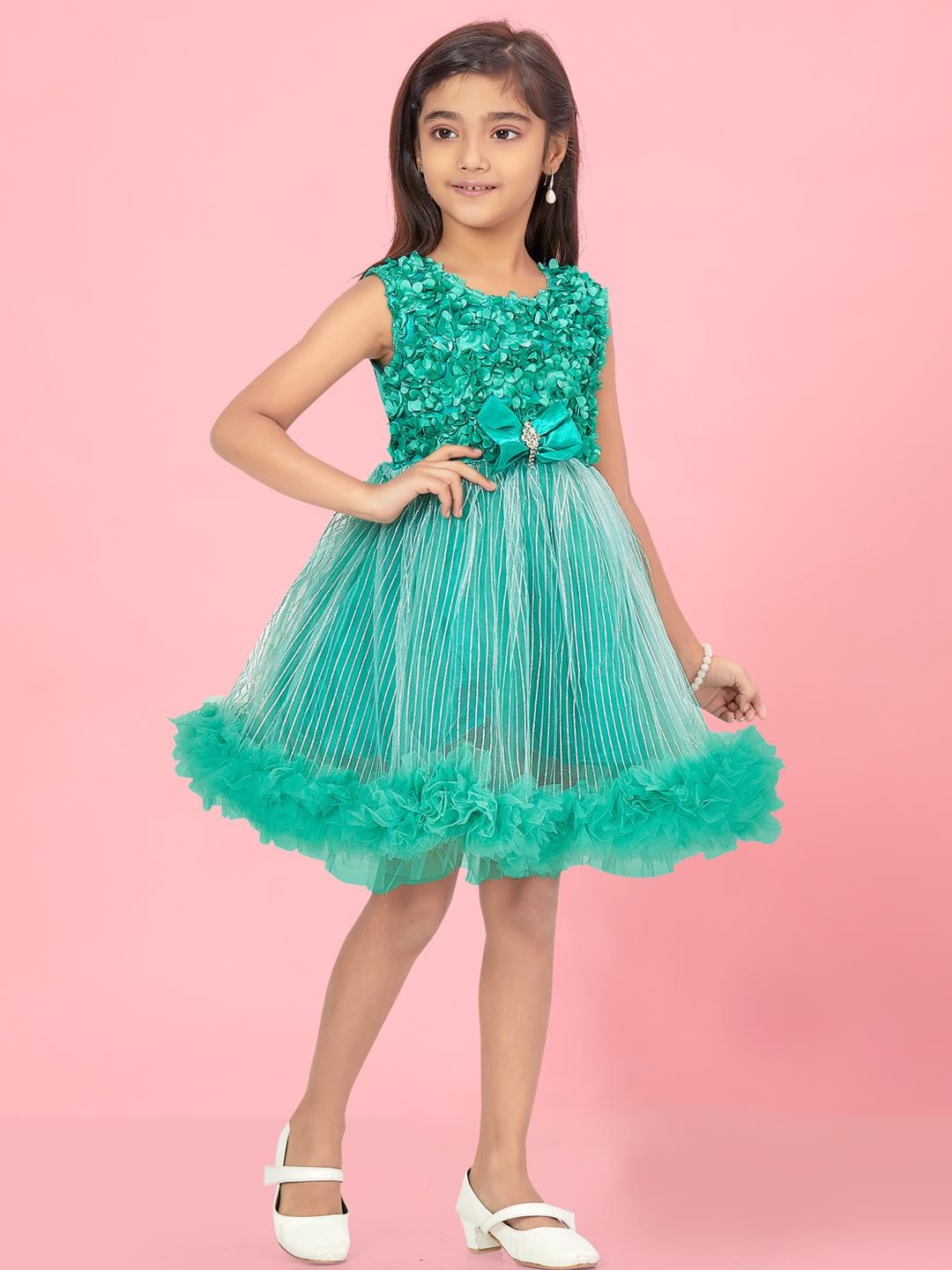 Muhuratam Green Nylon Dresses