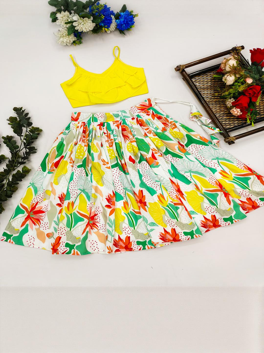 RJ ONLINE Dyed Viscose Rayon Lehenga Choli