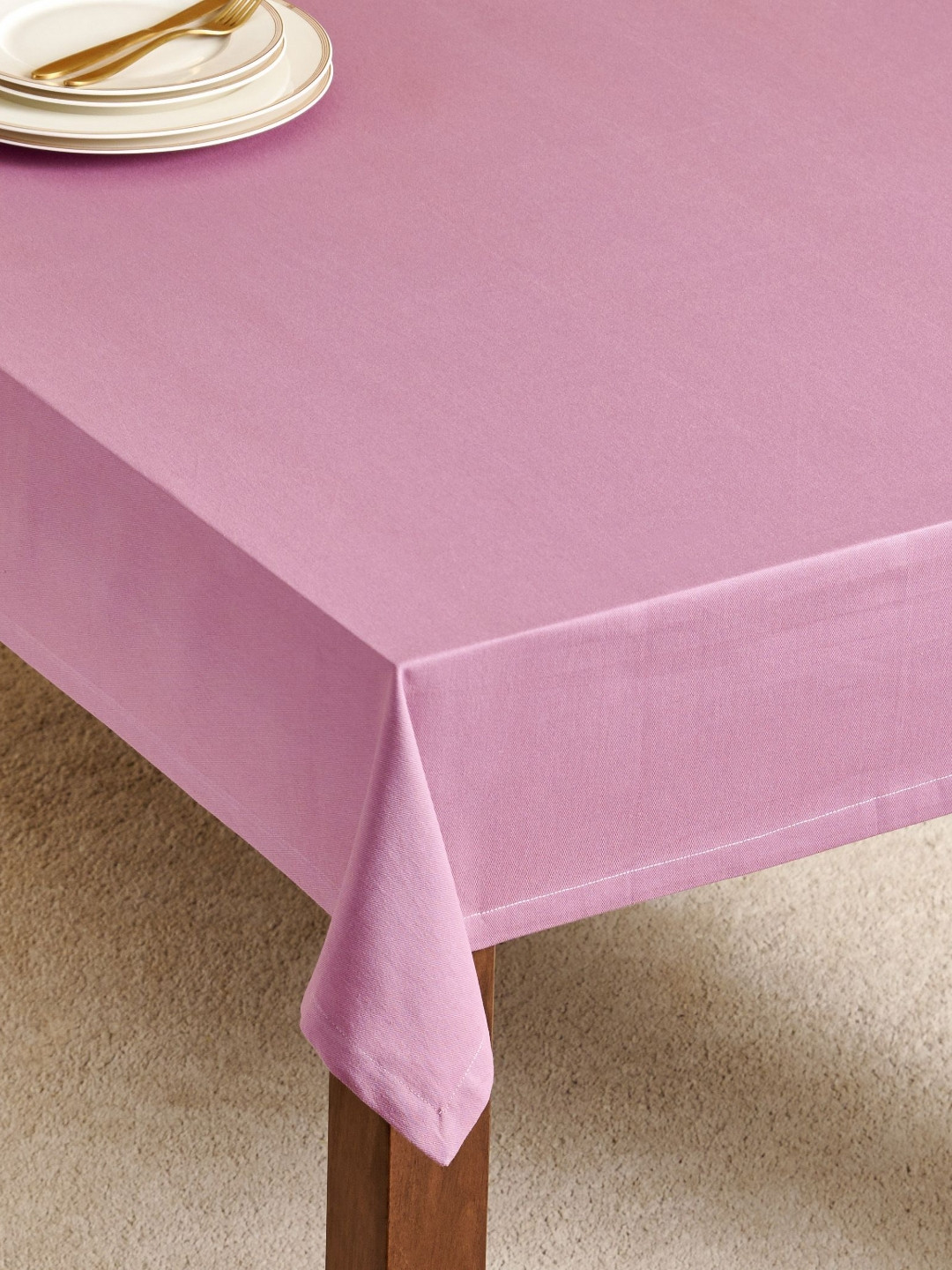 Home Centre Pink Rectangle Cotton 6-Seater Table Cover