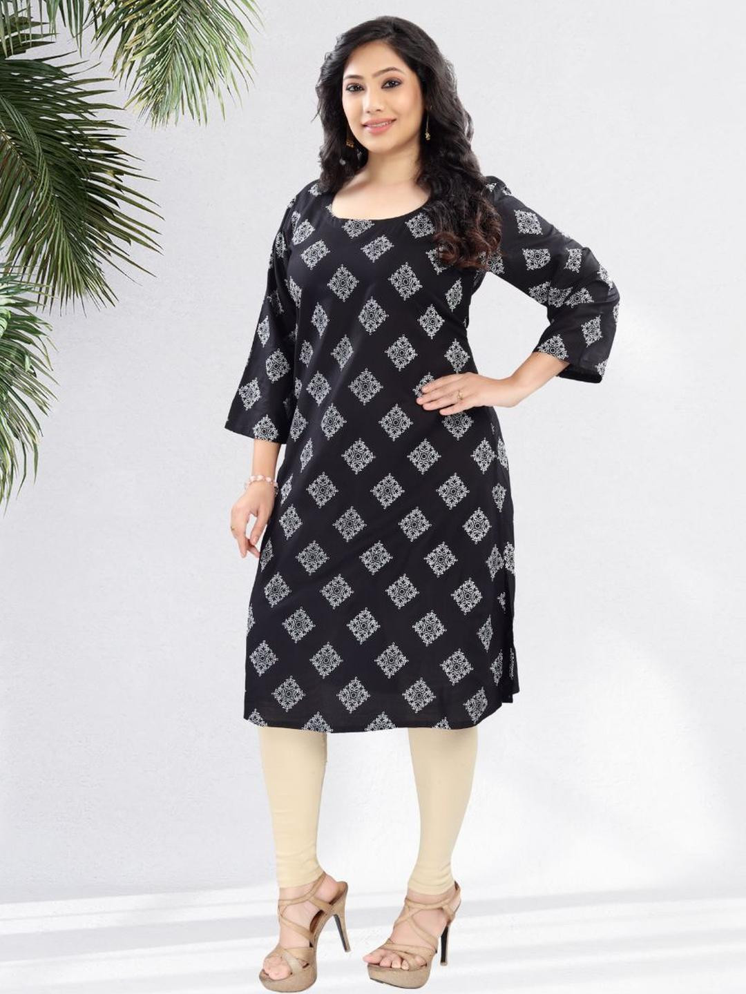 Geometeric Printed Round Neck Kurti