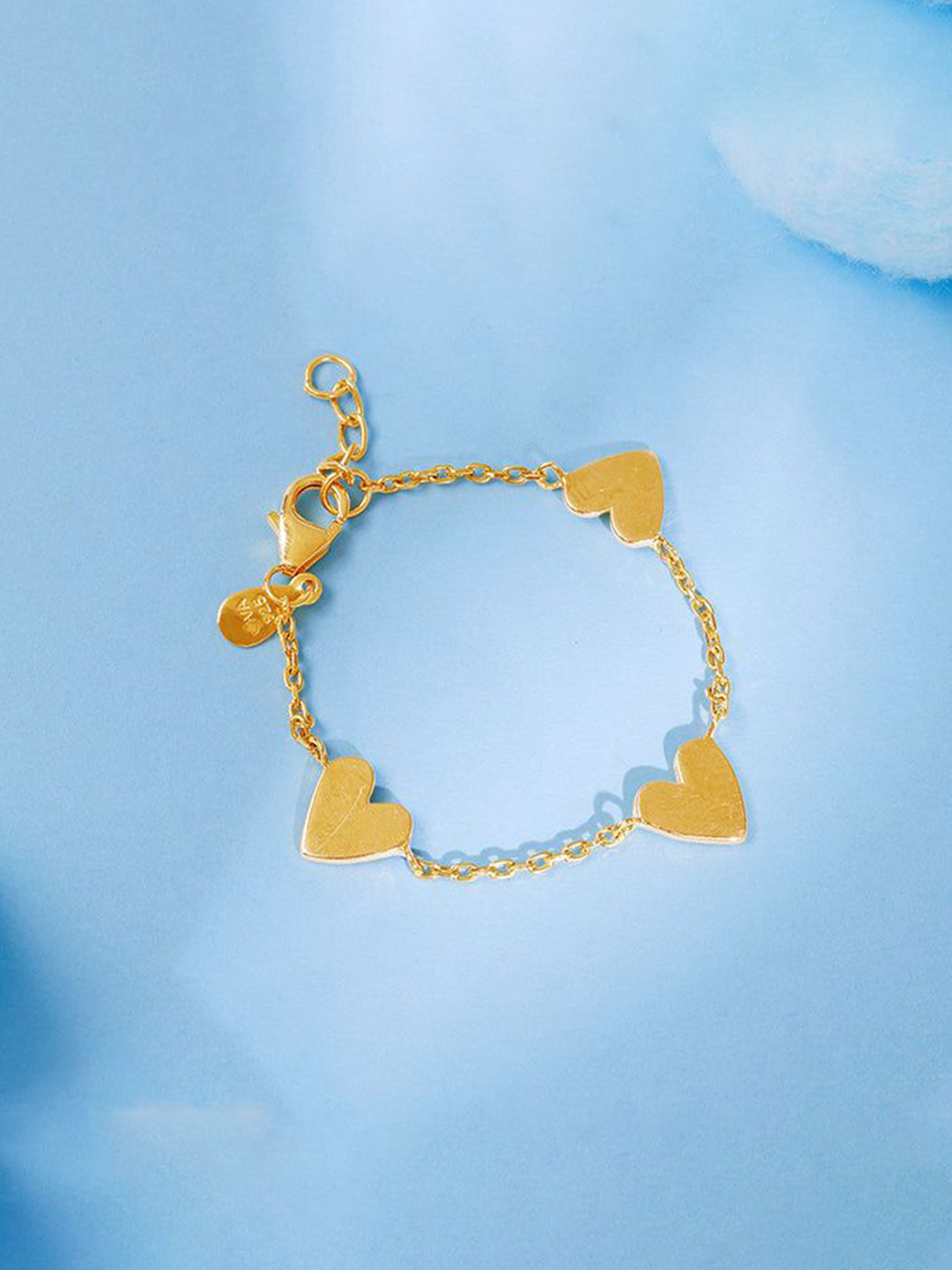 GIVA Golden Triple Heartbeat Kids Bracelet
