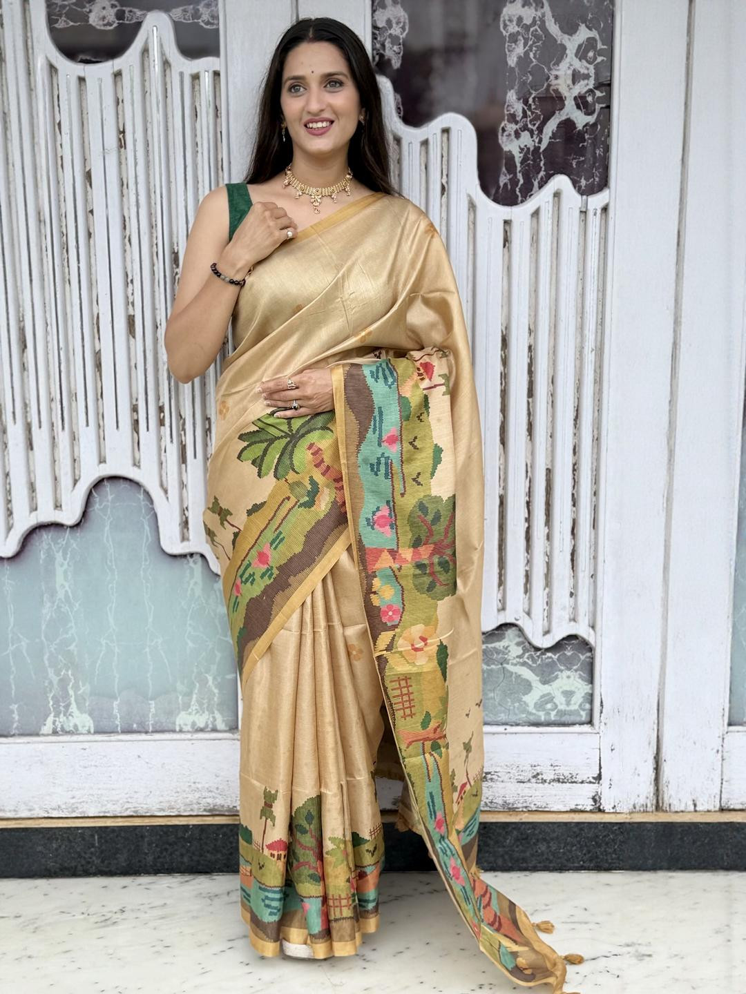 ETHNIC TODAY Ethnic Motifs Zari Tussar Saree