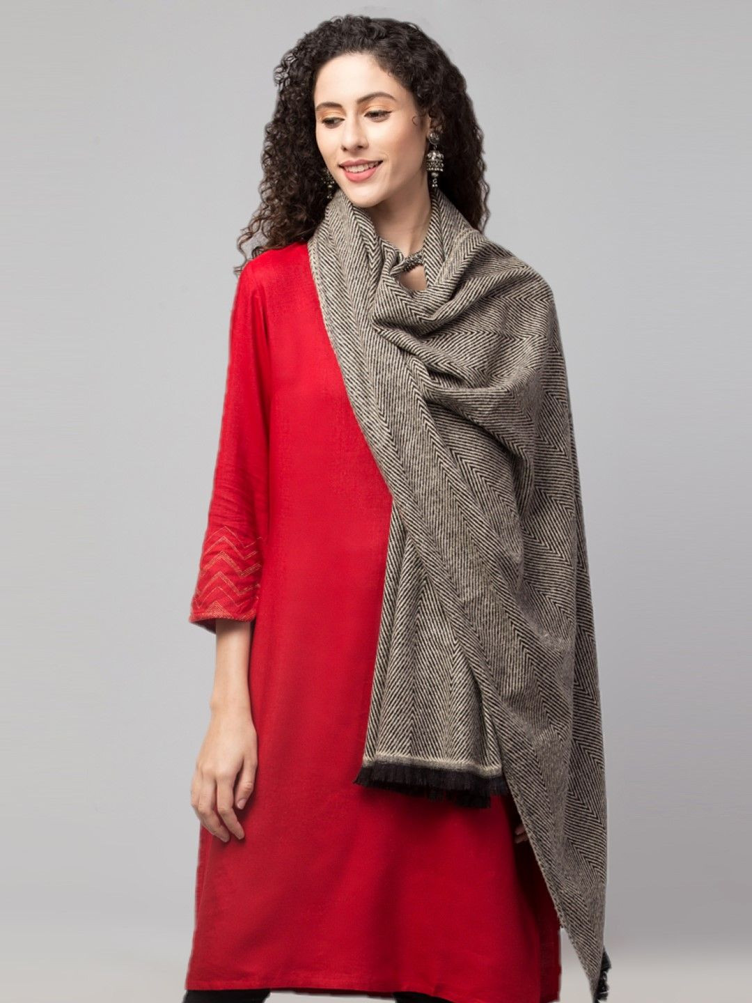 Tweedle Super Soft Chevron Woven Design Woollen Stole