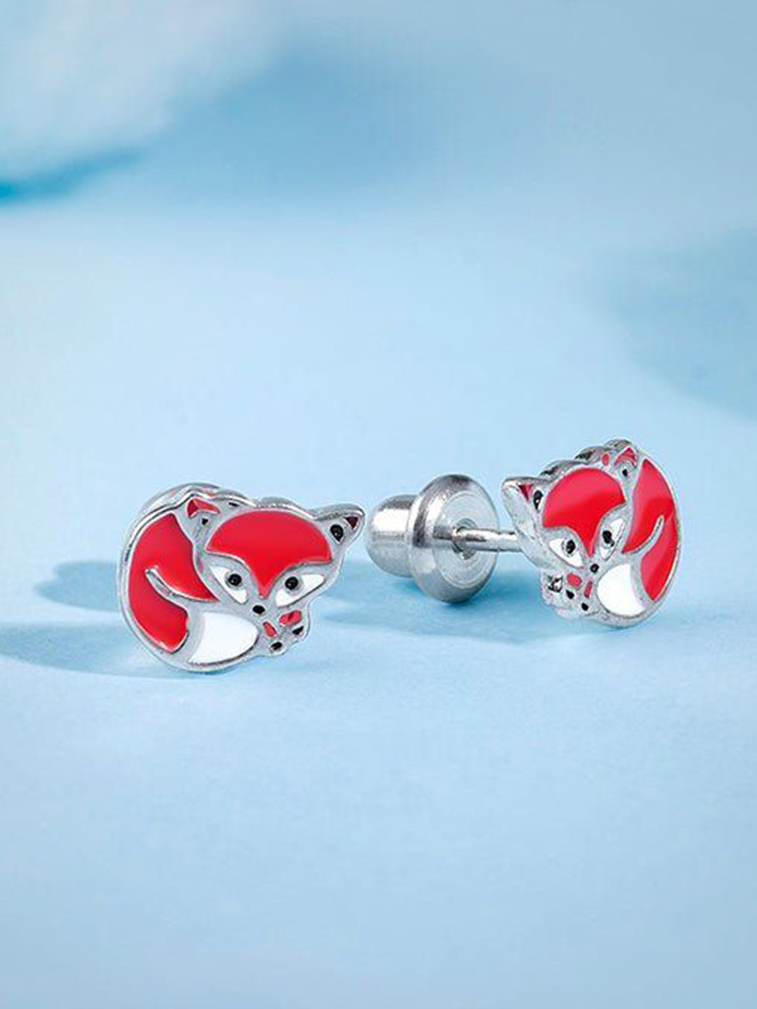 GIVA 925 Silver Rhodium-Plated Animal Fox Shaped Studs Earrings
