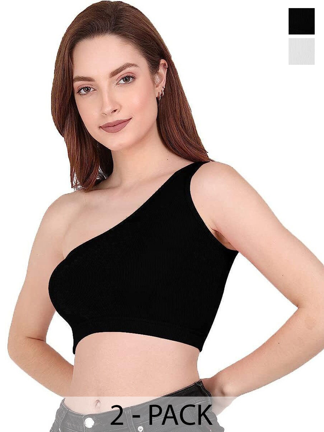 SRISARAS Women One Shoulder Ribbed Cotton Tank Super Crop Top