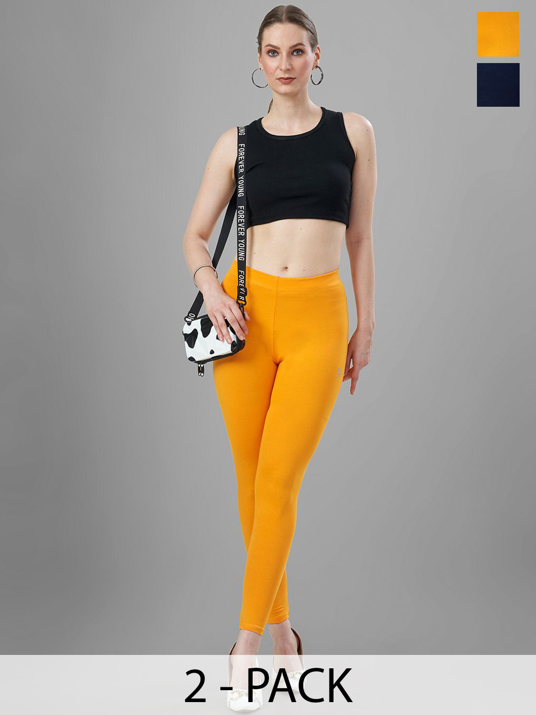 T19 Pack Of 2 4-Way Stretchable Ankle-LengthLeggings