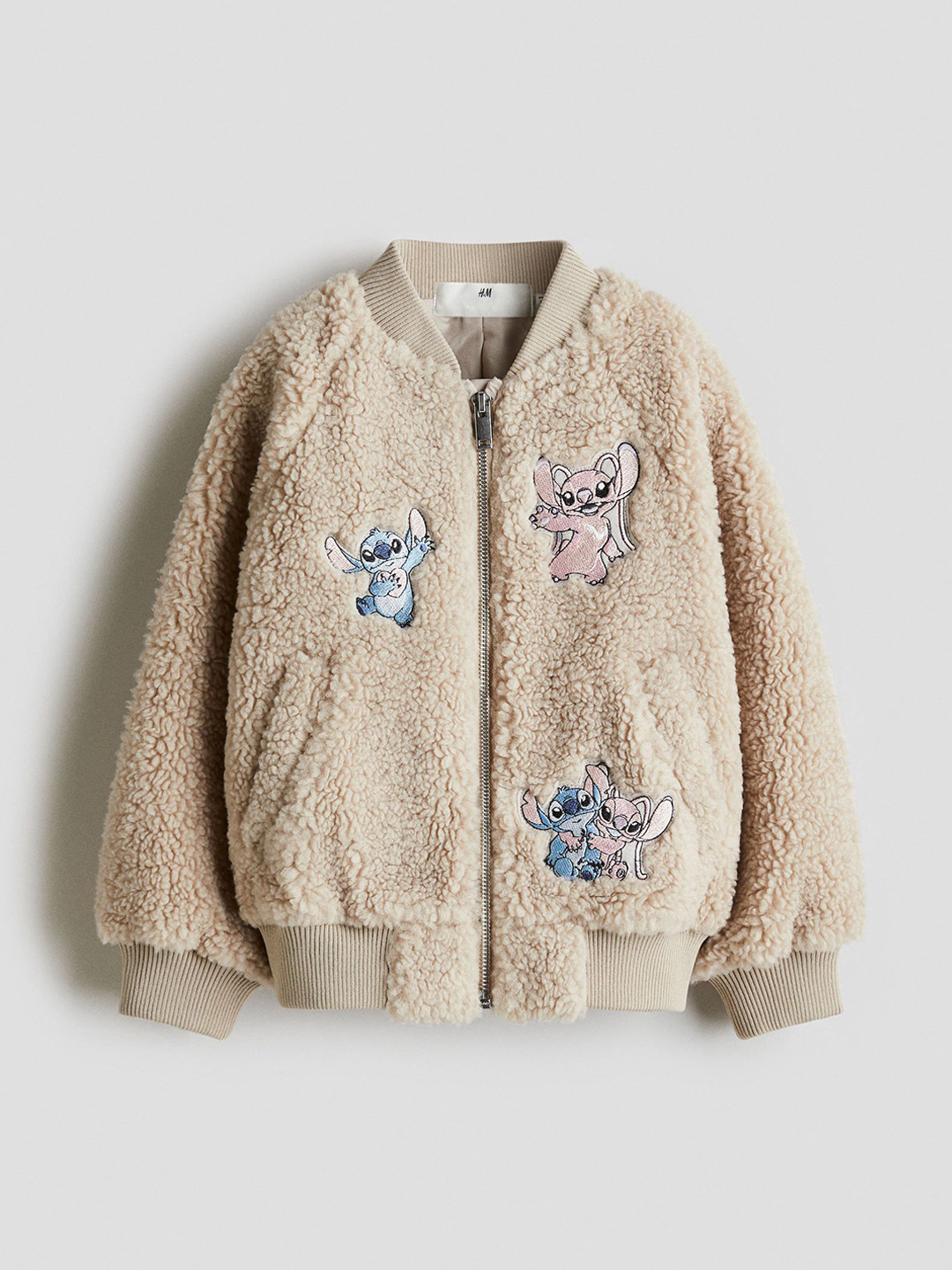 H&M Appliqud Teddy Bomber Jacket