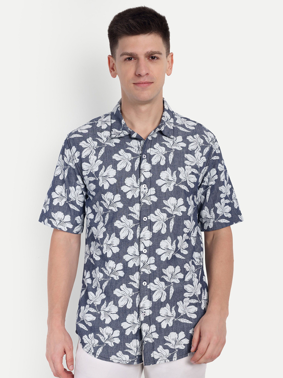 COSMIC Floral Printed Spread Collar Regular Fit Cotton Casual Shirt