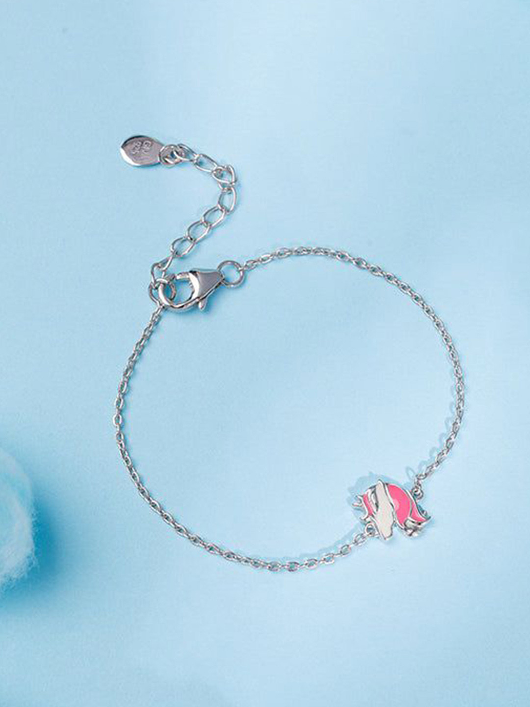 GIVA Girls 925 Silver Rhodium-Plated Enchanting Unicorn Charm Bracelet