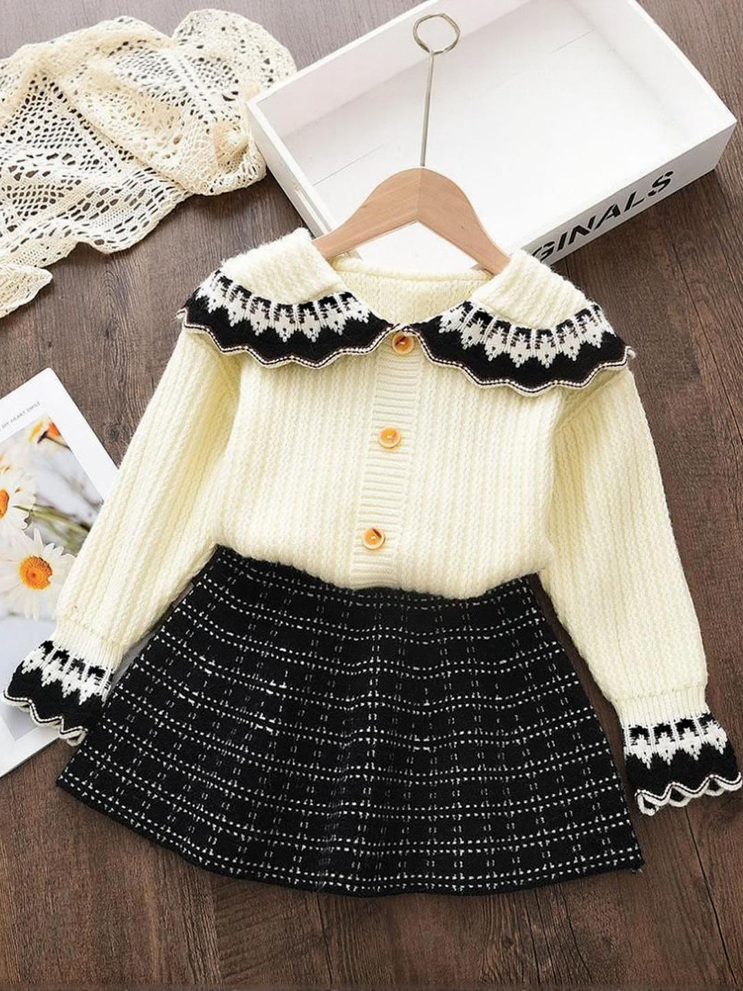 YK Dress Girls Peter Pan Collar Winter Wear Jumper Dress