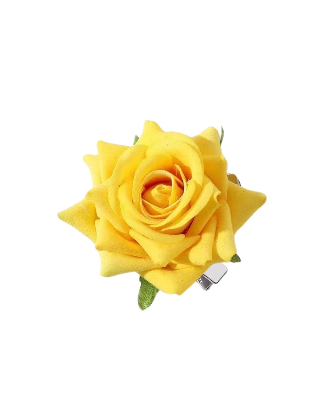 Matra Juda Yellow Rose Artificial Flower Hair Clip