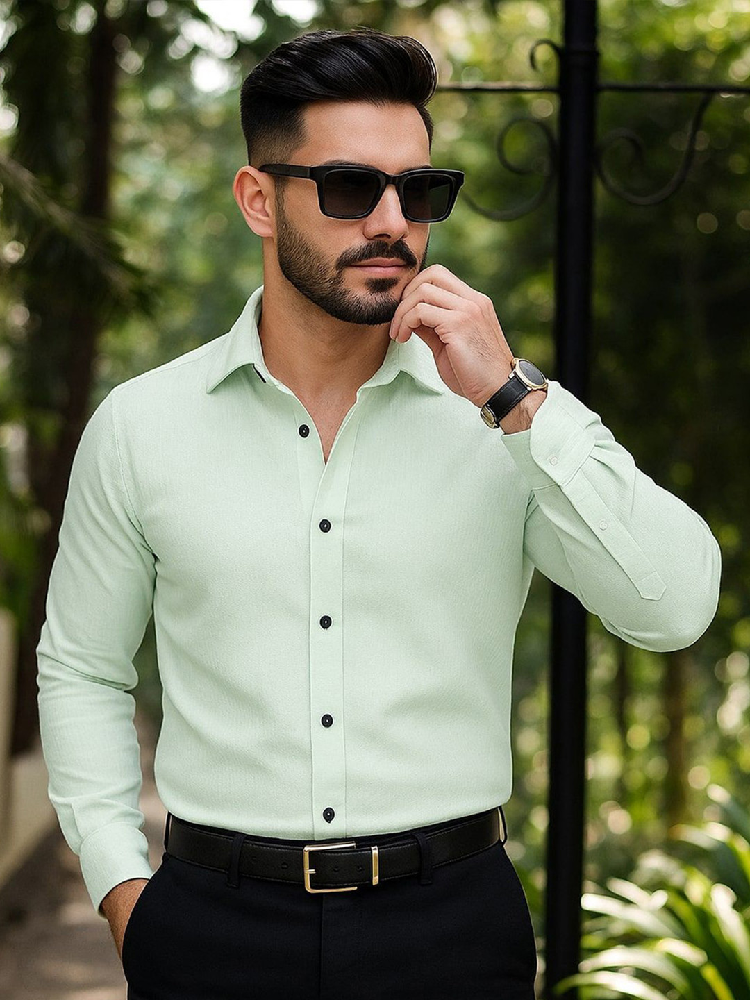 MARMIC FAB Textured Spread Collar Classic Slim Fit Casual Shirt