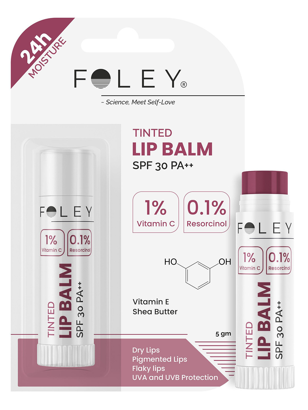 FOLEY Beetroot Lip Balm With SPF 30 PA++ - 5 g