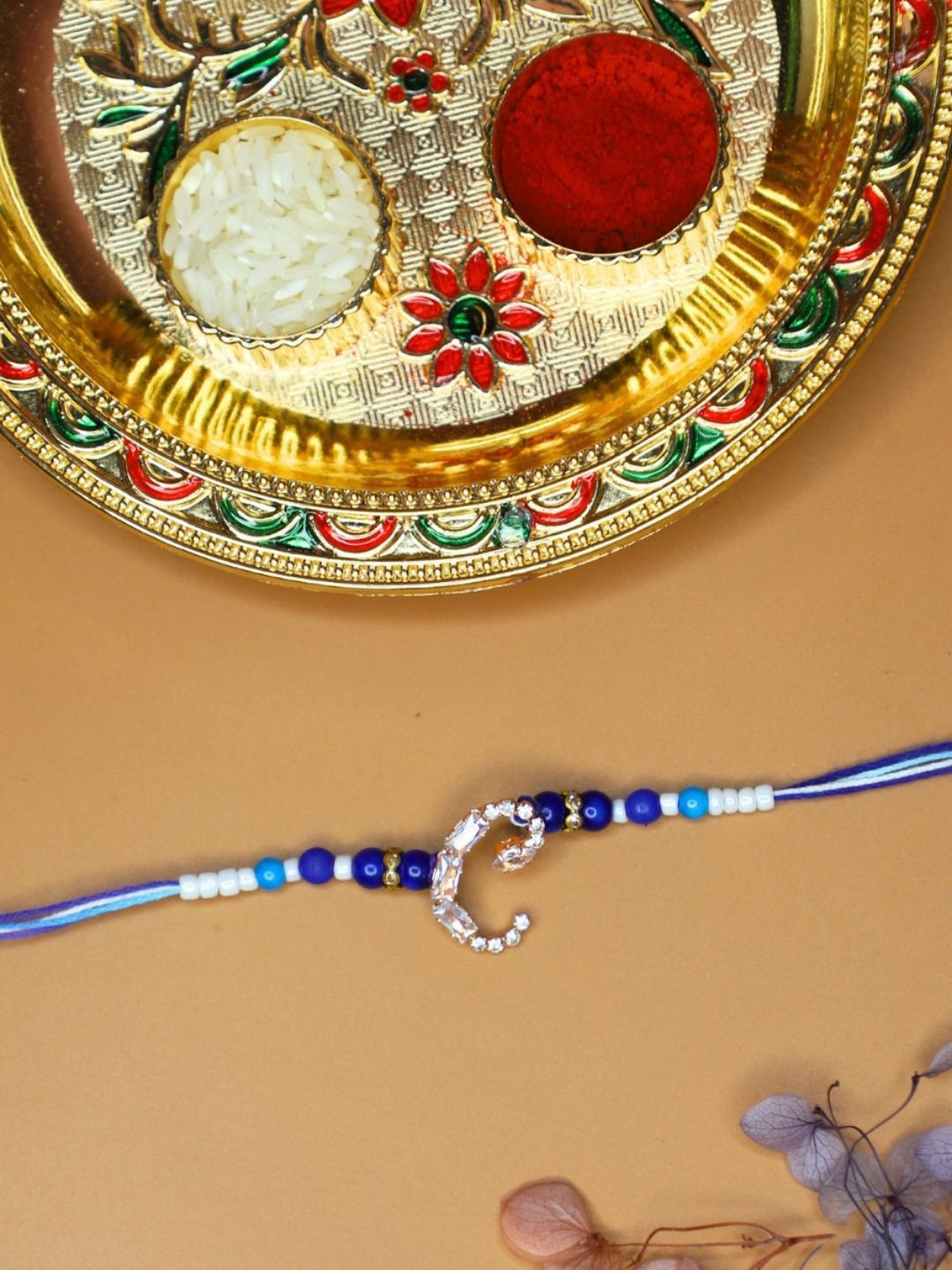 House of Pataudi C Alphabet Rakhi With Greeting Card & Roli Chawal