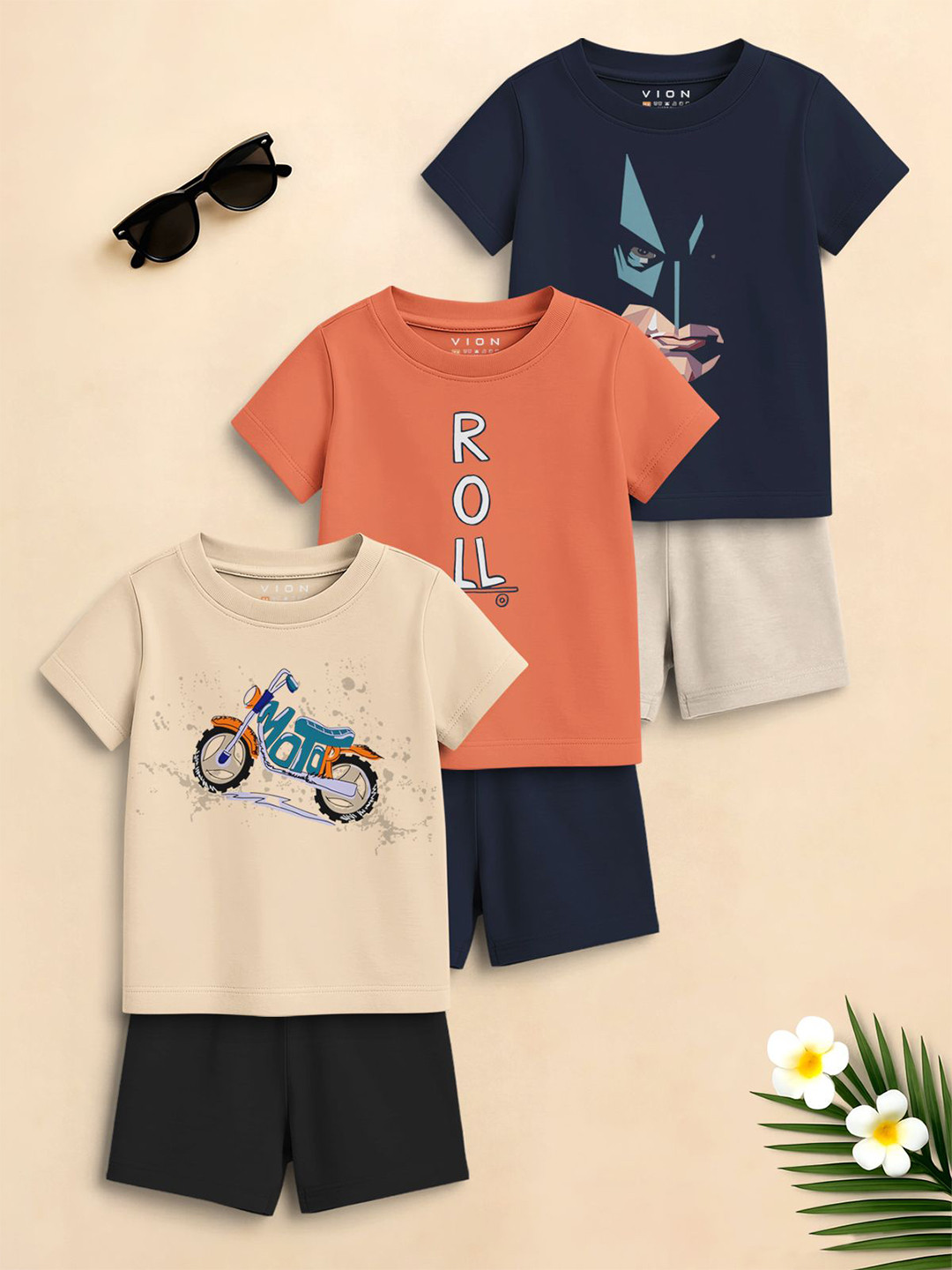 VION Boys Graphic Printed T-shirt with Shorts Clothing Set