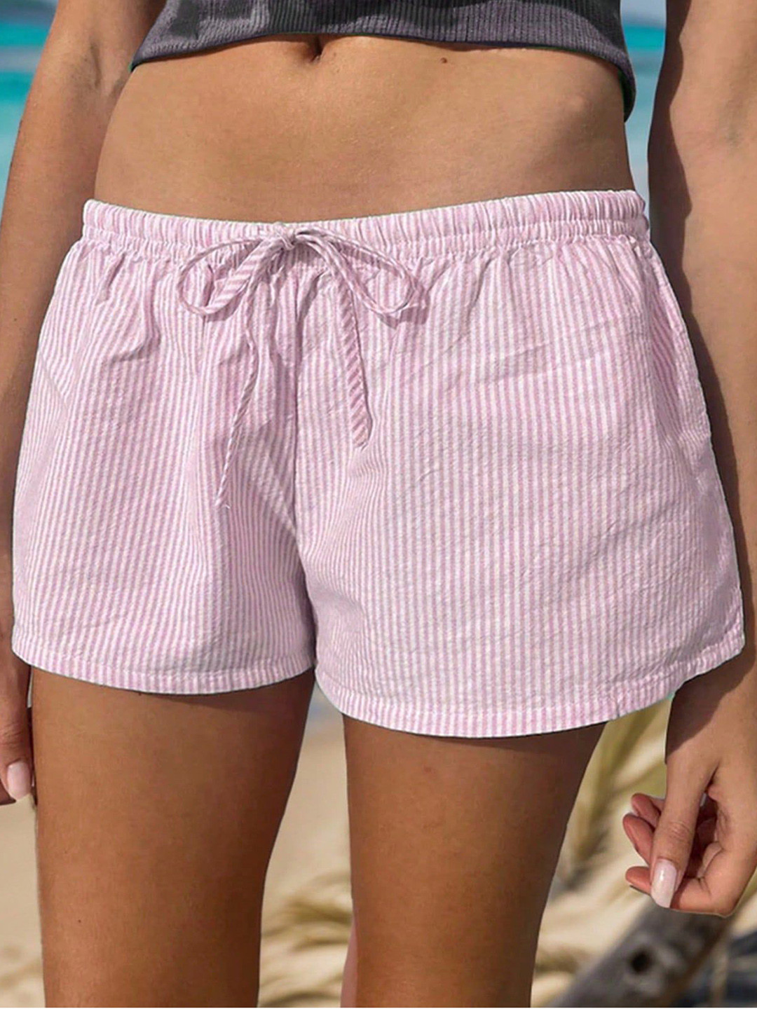Outzidr Women Striped Low Rise Relexed Fit Shorts