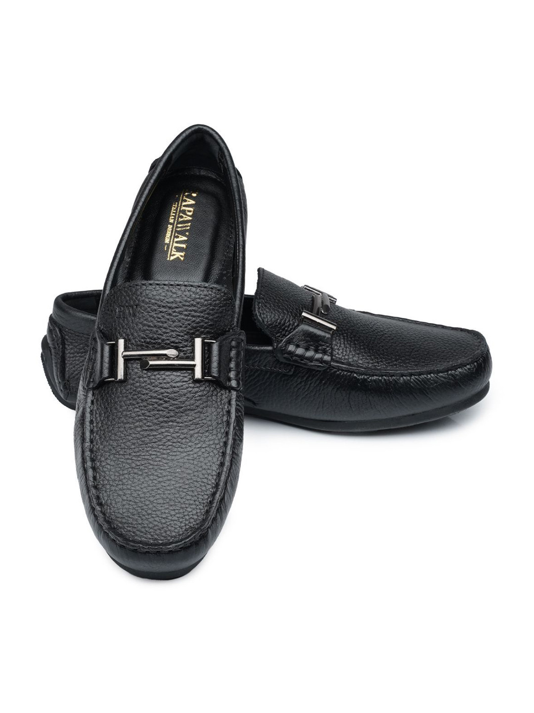 RAPAWALK Men T-Buckle Milled Leather Slipon Moccasins Loafers