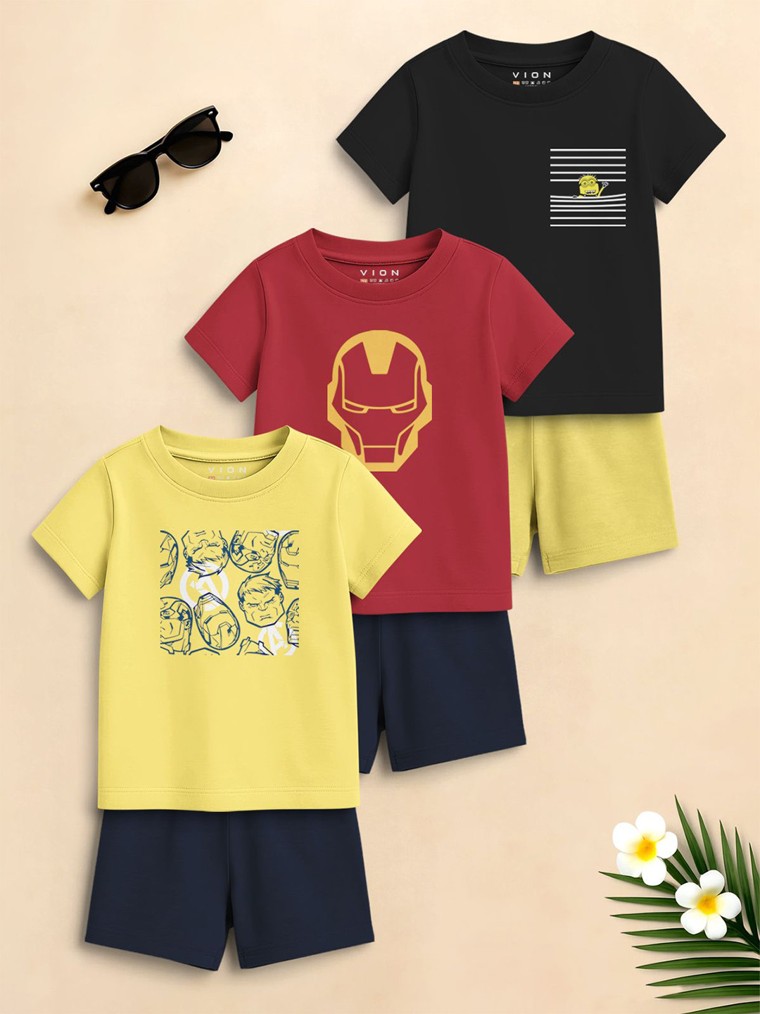 VION Boys Printed T-shirt with Shorts