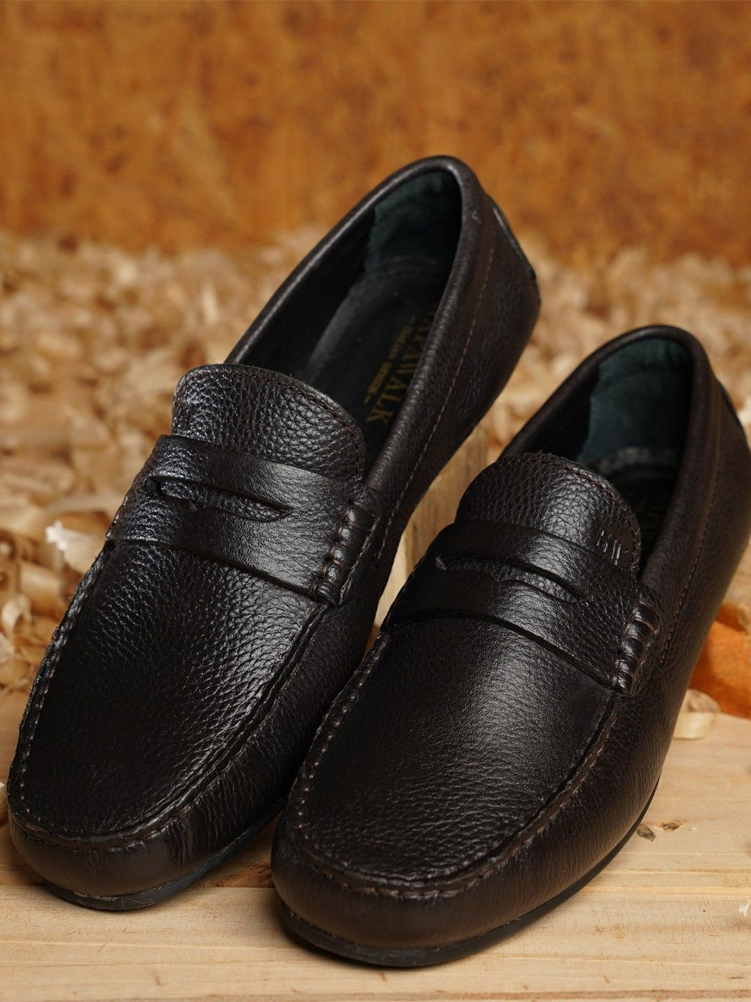 RAPAWALK Men Penny Milled Leather Slipon Moccasins