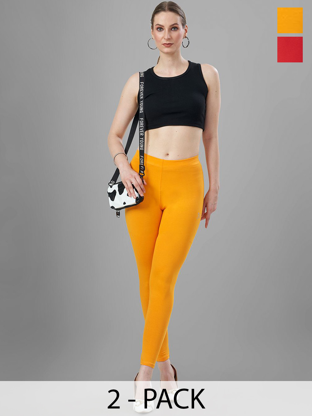 T19 Pack Of 2 4-Way Stretchable Ankle-LengthLeggings