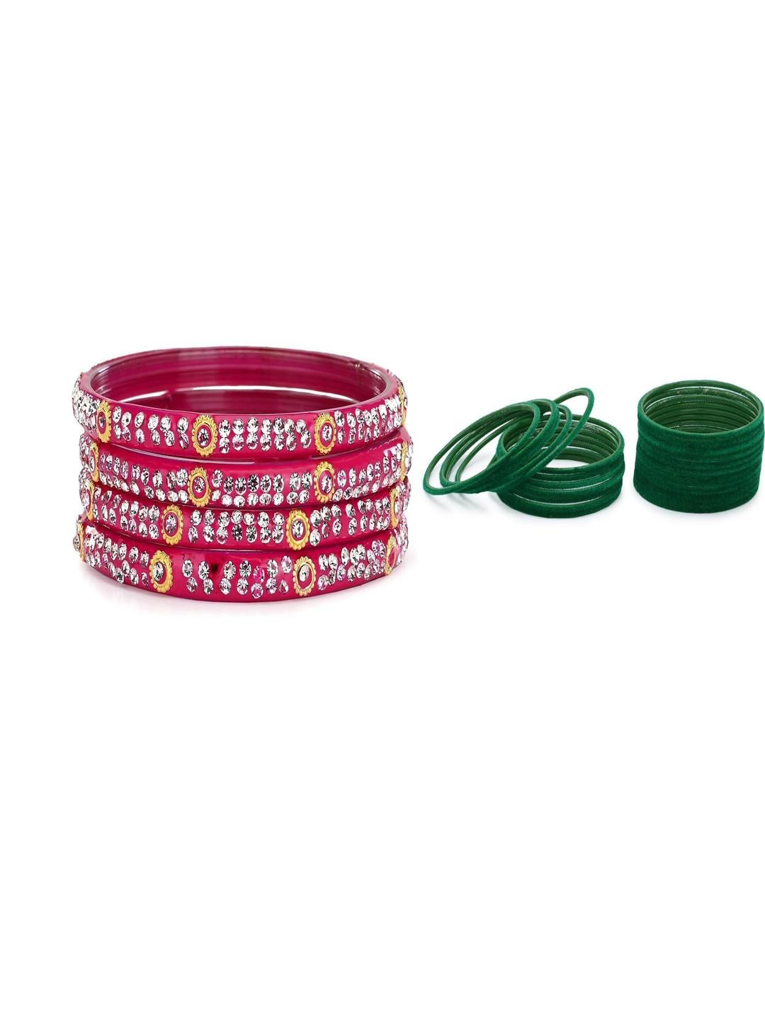 SOMIL Set of 28 Pink Alloy Bangles