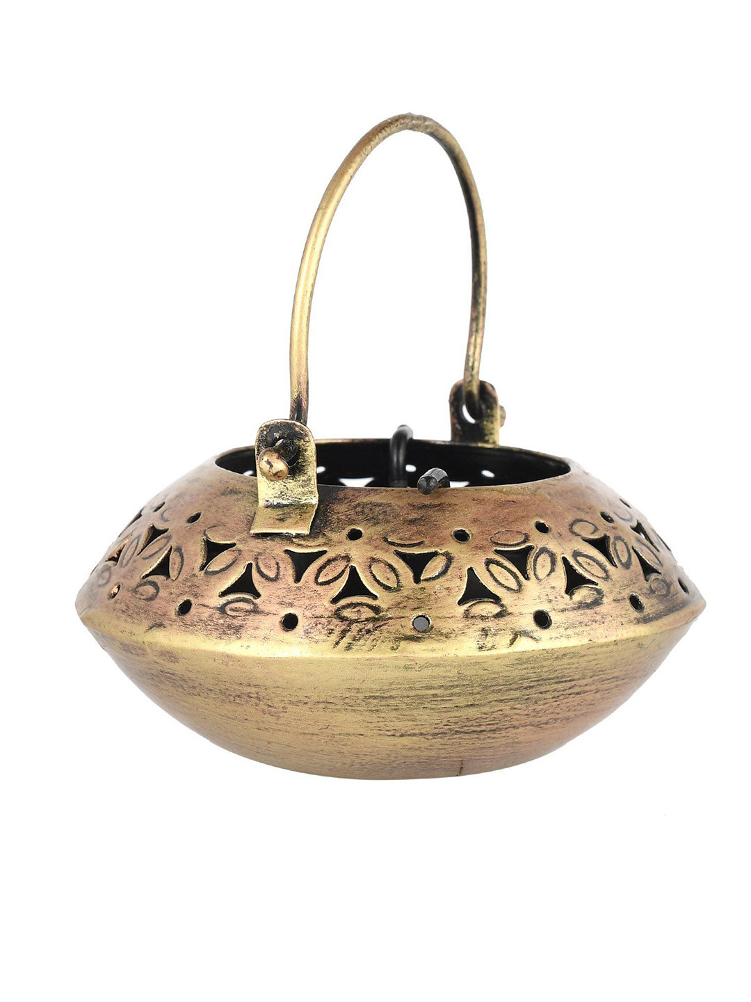 CRAFTAM Gold Toned Iron Tea Light Candle Holder Incense Burner Holder & Tea Light Candle