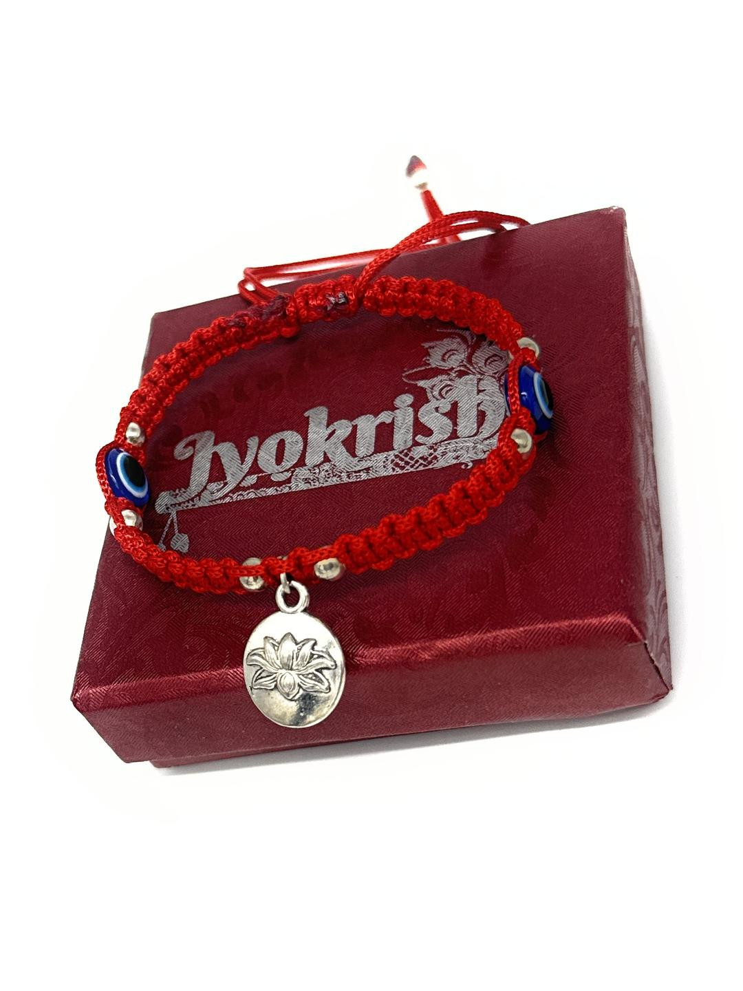 Red silk dori Lotus evil eye Bracelet