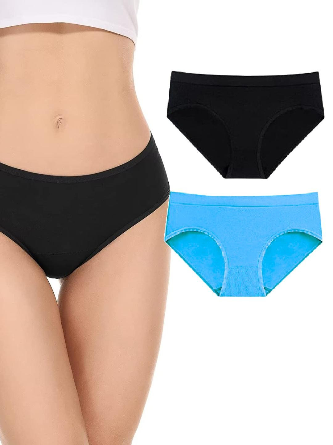 EMBATA Women Bikini Black, Blue Panty